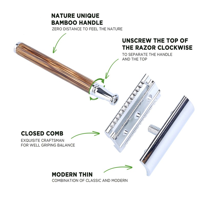 1 Set Double Edge Safety Razor with Handle Shaving Razor