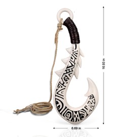 The Polynesian Demigod Maui-Inspired Cosplay Samll Fish Hook Props Engraved Hawaii Tribal Design (Ivory White)