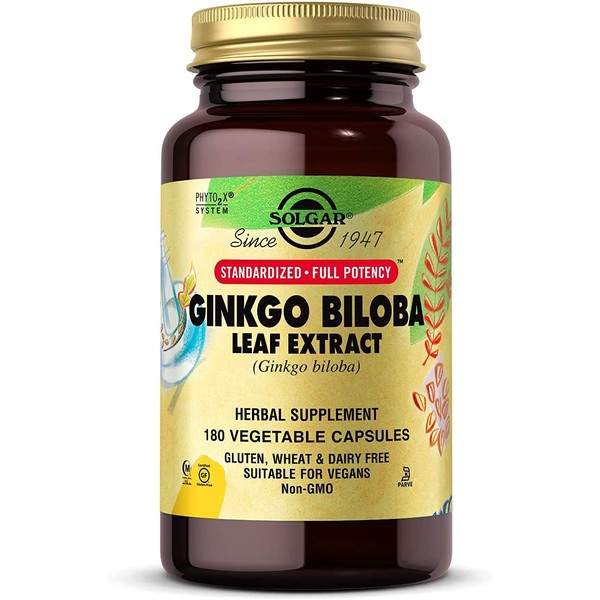 Solgar Ginkgo Biloba Leaf Extract, 180 Vegetable Capsules - Brain