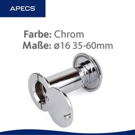 APECS Door Viewer with Privacy Screen for Door 35-60 mm Hole Diameter 16 mm Chrome Colour Door Viewer Cover Model 6016/35-60-CR