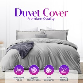 Sunshine Comforts king size Duvet Cover Sets with Pillow cases, Soft Egyptian Cotton Duvet Cover sets - King Size - Bedding, kingsize duvet cover sets Hypoallergenic, Easy Care, Cream