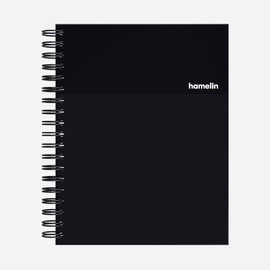 Hamelin, Spiral Notebook, 8x10in, College Ruled, Hardcover, 75 shts/150 Pgs, 1 Subject Notebook, MIDNIGHT Black