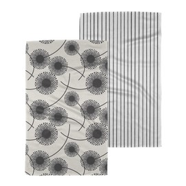 GEOMETRY Kitchen Tea Towel - Quick Dry Microfiber Cloth Dish Towels for Kitchen Drying - Premium Quick Dry Towel - Linen + Full Bloomed (Linen Breeze 2-pack Set)