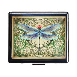 Silver Vintage Pill Box 7 Day Metal Pill Box with Mirror and 8 Compartments Cute Travel Pill Organizer for Purse (Dragonfly)