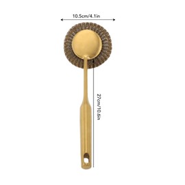 Lybunair Stainless Steel Cleaning Brush with Long Handle, Effortless Deep Cleaning Scrubber for Kitchenware, Grills, and More (Gold)
