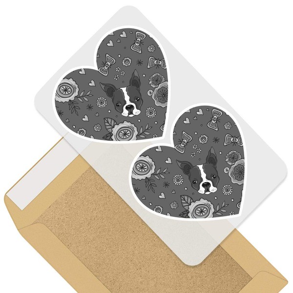 Awesome 2 x Heart Stickers 10 cm - BW -