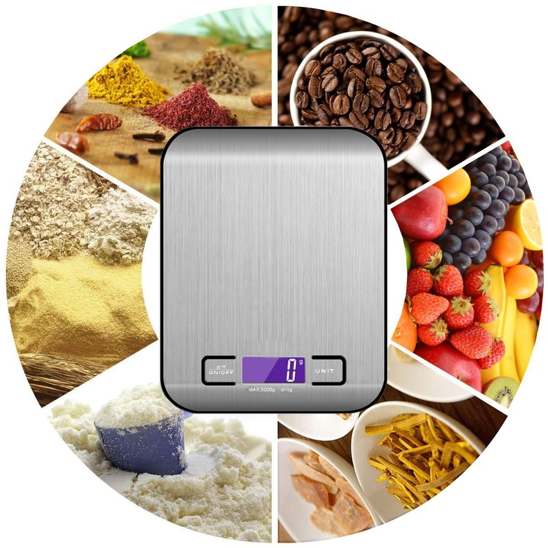 Digital kitchen scale 5kg/1g high-precision food scale with backlit LCD