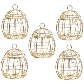 Kisangel 10 pcs candy box bird cage figurine birdcage figurine metal bird cage decor gold trim statue decor round bird cage figurines decor candy decor bride wedding statuette iron