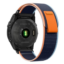 SumRioo QuickFit 26mm Watch Strap for Garmin Fenix 8/8 Solar 51mm/7X Pro Solar/7X Pro/7X/6X Pro/6X/5X Plus/5X/3/3HR, Nylon Trail Loop Band for Garmin Epix 2 Pro 51mm, Tactix Delta, Navy Blue