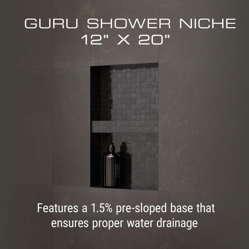 GURU USA W-S Shower Niche, Waterproof Membrane with Pre-Sloped Base,