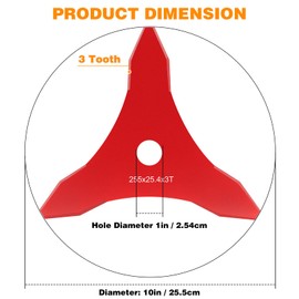 HK 2 Pack 10" x3T Brush Cutter Blade Weed Wacker Replacement Blade, Carbide Steel with Adapter Attachment, for 1" (20 mm or 25.4 mm Arbor), Compatible with Husqvarna, Stihl, Fsx, and More