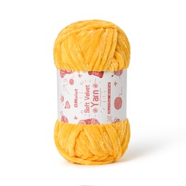 100g Fluffy Velvet Chenille Yarn for Crocheting and Knitting, 80m (87.5yd) Baby Yarn for Crocheting Soft, Crochet Chunky Yarns Amigurumi Yarns (Golden Yellow)