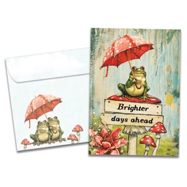 Tree-Free Greetings - Support & Encouragement Card - Artful Designs - 1 Greeting Card + Matching Envelope - Made in USA - 100% Recycled Paper - 5" x 7" - Brighter Frog (GO69872)