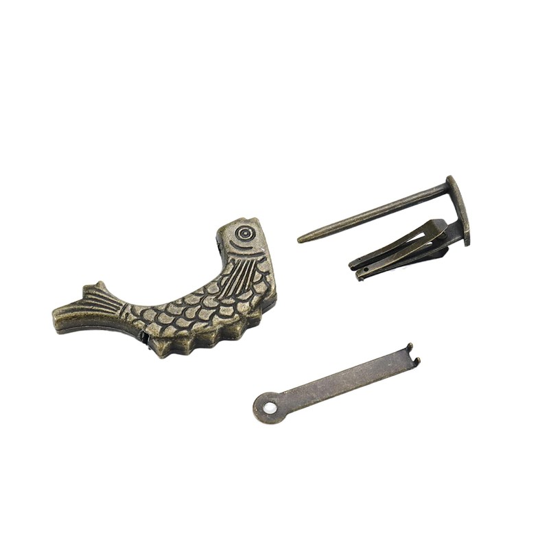 Pastlla 2 Packs Bronze Old Chinese Lock Fish Shaped Retro