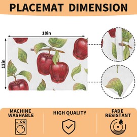Summer Apples Placemats Set of 6 Washable Kitchen Dining Table Mats 12 x 18 Inch Modern Cloth Place Mats Non-Slip Heat Resistant Placemats for Home Farmhouse Kitchen Dinner Party Decor