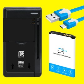 For LG NEW Large Capacity 1600mAh Universal Battery Charger Cable f LG Wine 2 LM-Y120QM