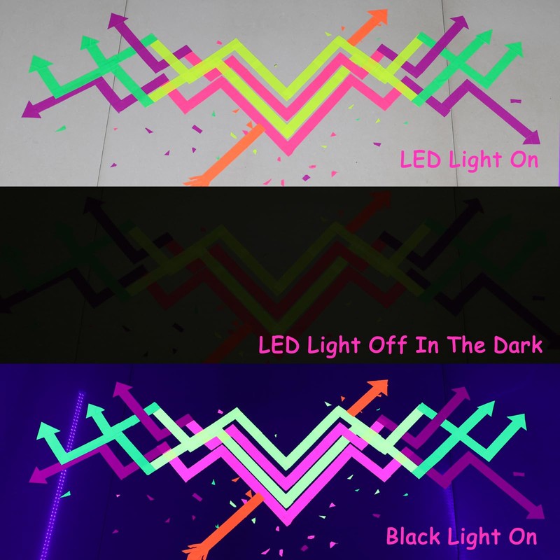 KIWIHUB Neon Fluorescent Gaffer Tape, 6-Color UV Blacklight Reactive Glow