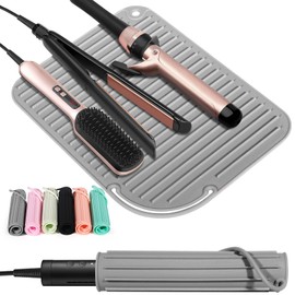 Quccefods 2 Pack Heat Resistant Mat Large Silicone Hot Hair Tools Holder for Curling Irons Flat Iron Hair Styling Tools Mat Portable Vanity Pad
