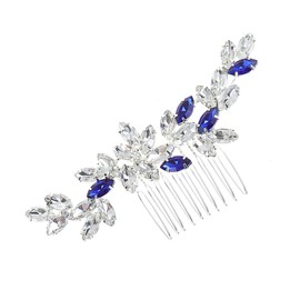 minkissy Sparkly Blue Rhinestone Hair Comb Bridal Side Insert for Updos Half Up Styles Crystal Alloy Wedding Hairpiece for Bridesmaids Brides Elegant Prom Anniversary Accessory