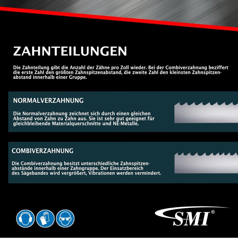 SMI Set of 2 Band Saw Blades Bi-Metal M42 Dimensions