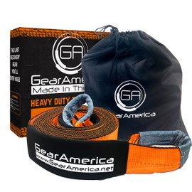 GearAmerica Heavy Duty Tow & Winch Extension 4"x30' - 46,076-lb Recovery Rope for Offroad, Weather Resistant, Triple Reinforced Loops - Truck Accessories - Tow Strap