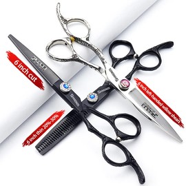 Juego de tijeras profesionales de peluquería para zurdos de 6 pulgadas, tijeras escasas, tijeras de peluquería 440C (3 unidades-A)