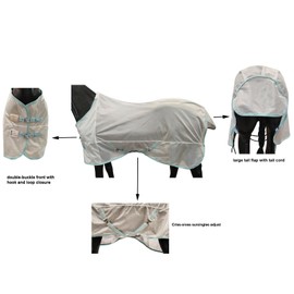 BARN & STABLE Breathable and Tear-Resistant Horse Fly Sheet with UV Protection Equine Summer Sheet Horse Fly Blanket with Removable Web Leg Straps