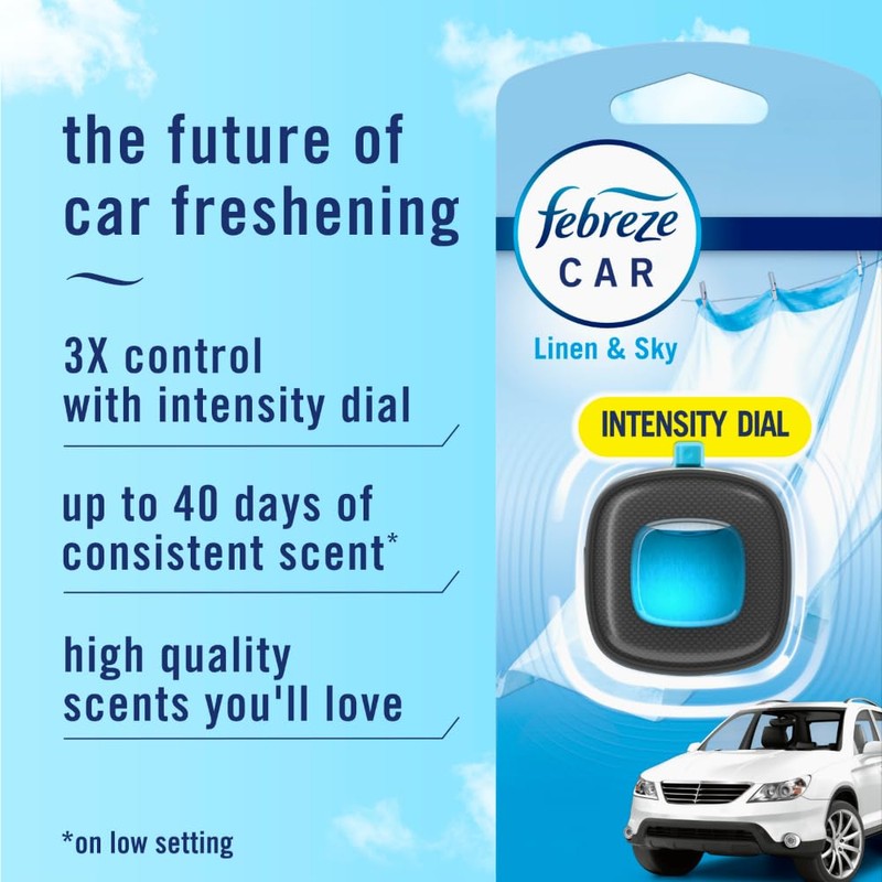 Febreze Car Air Freshener, Odor-Fighting Automotive Vent Clip, Linen &