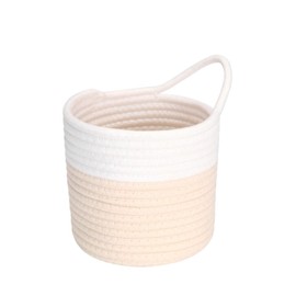 Sea Team Cotton Rope Hanging Baskets 6.9 Inch Small Woven Storage Basket Bicycle Bag Fabric Planter Pot Wall Door Organizer for Keys Wallets Sunglasses (Cream