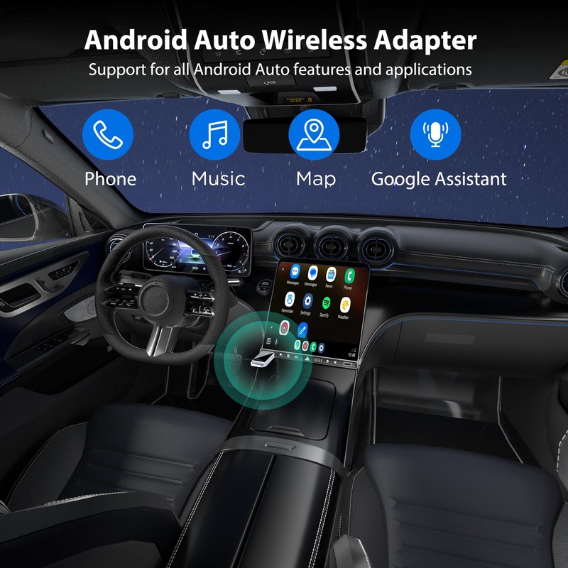 vnilrgle Android Auto Wireless Adapter, Convert Factory Wired to Wireless,
