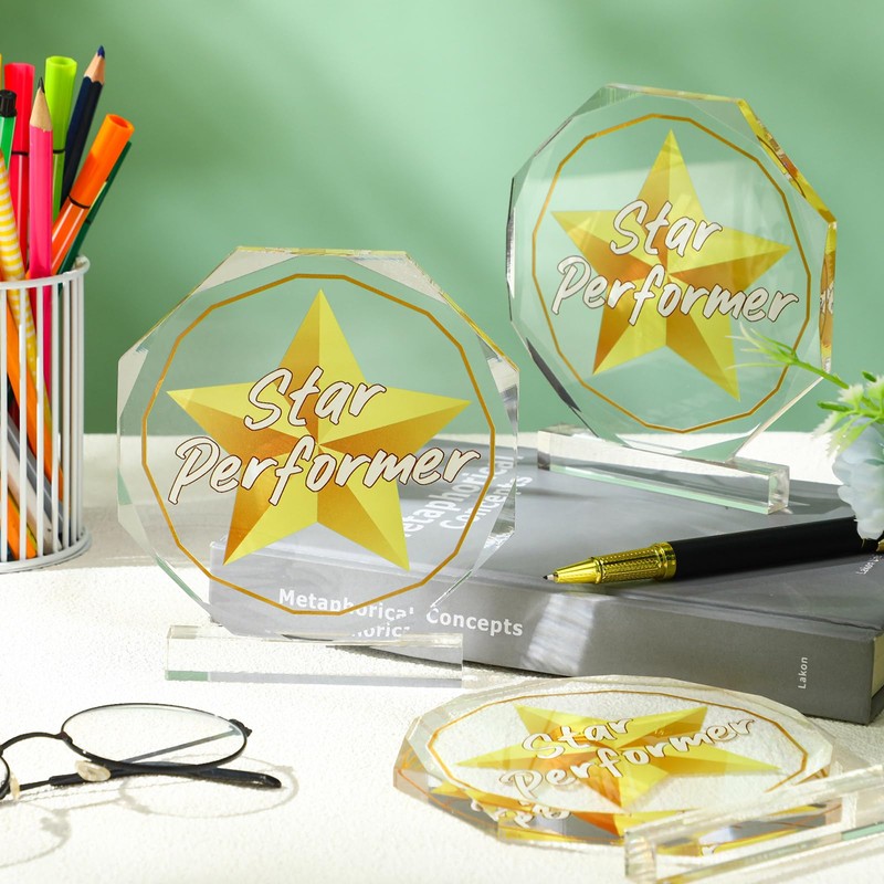 CroBlissful 6 Pcs Trophy Award 4.72 x 4.72 Inches Acrylic