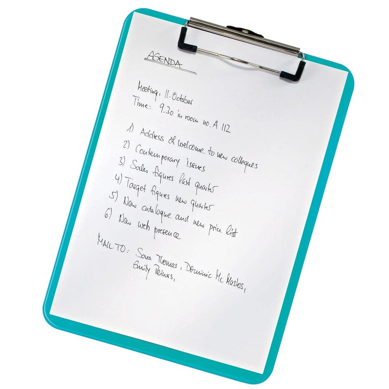 Leitz 39710051 A4 Clipboard, Rigid Plastic, WOW Range, Ice Blue