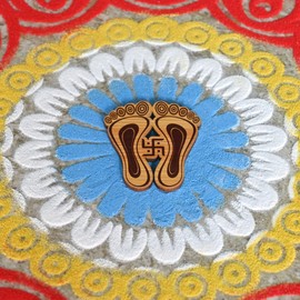 GKD Laxmi Charan Paduka for Puja and Wooden Home Decor Items for Home Decor Devi Charan Paduka for Puja Unique Diwali Gift Items (Bamboo Texture and Made in India) (Pack of 9)