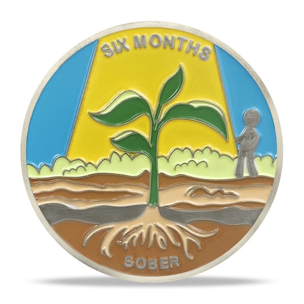 6 Month Sobriety Coin - AA Recovery Medallion with Growth