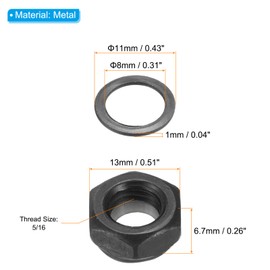 PATIKIL Skateboard Lock Nuts Set of 2 5/16 Skateboard Truck Axle Washers Spacer Hardware Repair Kit for Longboard Cruiser Black