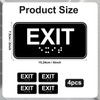 4pcs Exit Sign with Braille, 6x3in Emergency Exit Sign for
