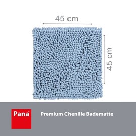 PANA® Premium Chenille Bath Mat (45 x 45 cm) • Ideal as Toilet Mat, Shower Mat, Bath Mat, Toilet Mat • Soft, Non-Slip & Washable • Bath Mat without Cut-Out • Colour: Light Blue