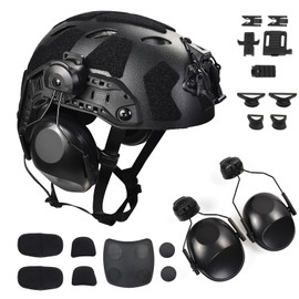 Lightweight Construction Tactical Fast Helmet Integrated NVG Mount Adjustable Size for Adult and Teenager (Black)