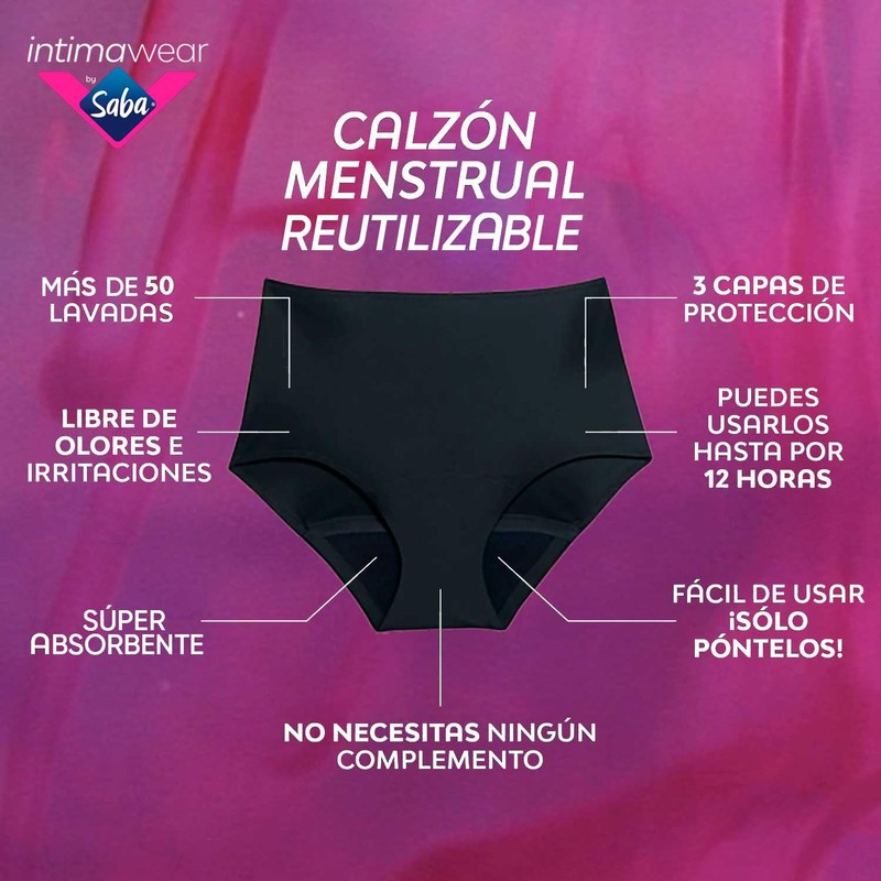 SABA Ropa Interior intimawear para periodo Cintura Alta Talla Chica