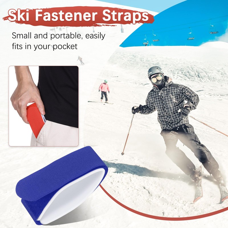 TIXIPEM Ski Fastener Straps [4Pcs] - Winter Sports Accessories Carrier