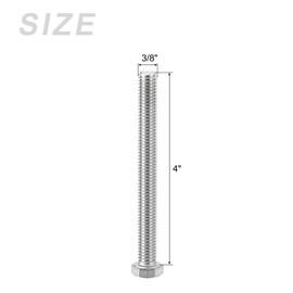 METALLIXITY Hex Head Screws Bolts, Nuts, Flat & Lock Washers Kits (3/8-16x4") 4 Set, Stainless Steel Fully Threaded Machine Screws Bolt Set - for Home Appliance Equipment