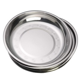 Parlynies 4 Pack Stainless Steel Plate Set, 9.45 Inch Round Kitchen Metal Dish Plates, Camping Serving Plates for BBQ, Salad, Appetizer
