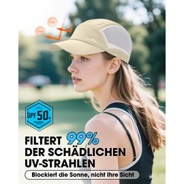 GXCROR Performance Baseball Cap for Men and Women - UPF 50+ Sports Cap, Lightweight & Quick Drying for Golf, Hiking, Gym | Adjustable Sun Protection with Reflective Logo, Light khaki+white, Unit size