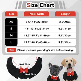 MHaustlie Dog Tuxedo Formal Dog Collar with Bow Tie, Adjustable Dog Collar Bandana for Small, Medium and Large Dogs, Dog Tuxedo for Weddings, Valentine's Day and Cosplay