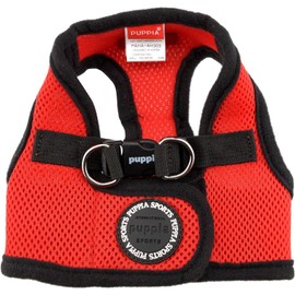 PUPPIA Dog Harness, Ultra Small, Small, Medium-Sized Dogs, Large Dogs, Papier, Soft Harness B, Torso Harness, Functional Harness, M, Red