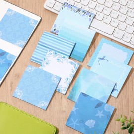 Saypacck 9 Pcs Aesthetic Sticky Notes Cute Pastel Self Stick Notepads Easy to Post Desk Supplies for Home Office Decor School Accessories Women Birthday Coworker Gifts(Blue)