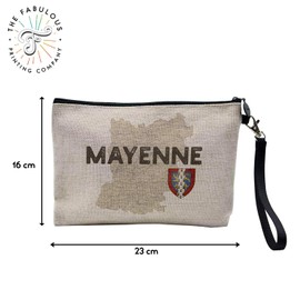 Canvas Bag - France Carte Ancienne Creation Original Tous les Department Francais Collection - Linen Look Cosmetic Bag - Toiletry Bag - Purse, mayenne, Cosmetic bag