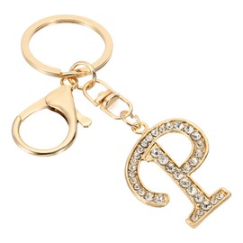 PATIKIL Initial Letter Keychain, Letter P Charm with Crystal Diamonds Cute and Creative Decorative Alphabet Pendants for Bag Backpack DIY Craft, Gold Tone