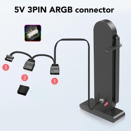 PC Temperature Display, GPU Anti SAG Holder, Adjustable Height RGB GPU Stand Temperature Display 5V 3-Pin Graphics Card Holder Anti Exhaust Holder Magnetic Base for PC