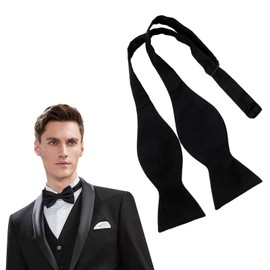 Vigorola Adjustable Self Tie Bowtie, Archic Black Self Tie Bow Ties for Men Self Tie Bowtie Solid Plain Tuxedo Wedding Bowties, Men Formal Neck Bowtie Bow Tie for Parties